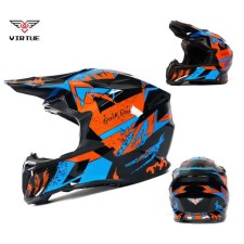 Шлем для мотоцикла, скутера MD-902 VIRTUE (черный с голубым и красным, size XL)