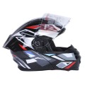 Cască convertibilă V-80 VIRTUE pentru motocicletă și scuter (negru cu grafică color, mărimea M)