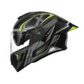 Шлем 909-А черный с зелёным size M (трансформер)  - TTG