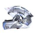 Шлем для мотоцикла, скутера 900 Gear White-Silver TTG трансформер (серый с белым и синим, size L)