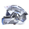 Шлем для мотоцикла, скутера 900 Gear White-Silver TTG трансформер (серый с белым и синим, size L)