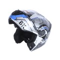 Шлем для мотоцикла, скутера 900 Gear White-Silver TTG трансформер (серый с белым и синим, size M)