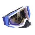 Ochelari de motocicletă 309-5 albi cu lentilă albastră (lentilă albastră) VIRTUE