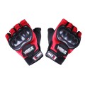 Мотоперчатки всесезонные без пальцев VIRTUE YM001-15 size L мембрана карбон на липучке красные