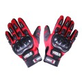 Mănuși de motocicletă pentru orice vreme (scurte) VIRTUE mărimea L membrană nubuc carbon cu velcro roșu