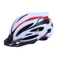 Casca de bicicleta H-093 TTG cu viziera neagra, lumina laterala (alb cu rosu, marimea L)