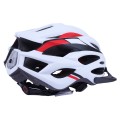 Casca de bicicleta H-093 TTG cu viziera neagra, lumina laterala (alb cu rosu, marimea L)