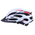 Casca de bicicleta H-093 TTG cu viziera neagra, lumina laterala (alb cu rosu, marimea L)