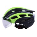 Casca de bicicleta GTS-H-090 TTG cu lumina de marcare, ochelari de protectie (negru cu galben, marimea L)