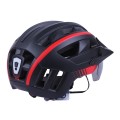 Casca de bicicleta GTS-H-050 TTG cu indicator rosu, vizor, ochelari de protectie (negru cu rosu, marimea L)
