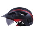 Casca de bicicleta GTS-H-050 TTG cu indicator rosu, vizor, ochelari de protectie (negru cu rosu, marimea L)