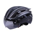 Casca de bicicleta GTS-H-090 TTG cu lampă laterală, ochelari de protecție (negru cu gri, mărime L)