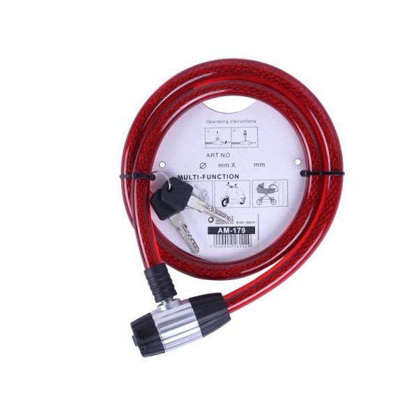 Замок противоугонный ZX2116 ТАТА, спиральный, 15мм*1000мм (под ключ) Замок противоугонный ZX2116 ТАТА, спиральный, 15мм*1000мм (под ключ)