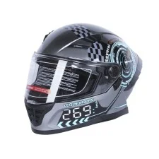 Cască integrală 800 Racing 269 TTG pentru motocicletă și scuter (gri lucios cu grafică, mărimea M)